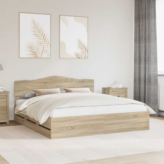 Sengestamme med skuff Sonoma eik 200 x 200 cm Ingeniørtre Sengestamme med skuff Sonoma eik 200 x 200 cm Ingeniørtre