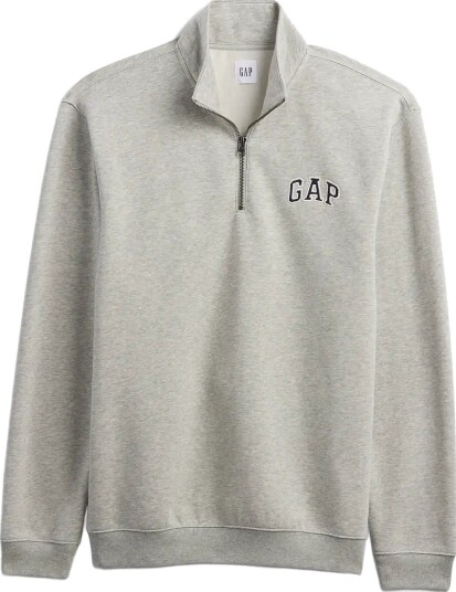 GAP Relaxed Gap Logo Quarter Zip Sweatshirt LIGHT HEATHER GREY B08 XXL