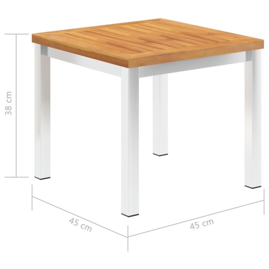 vidaXL Sidebord til hage 45x45x38 cm heltre akasie og rustfritt stål