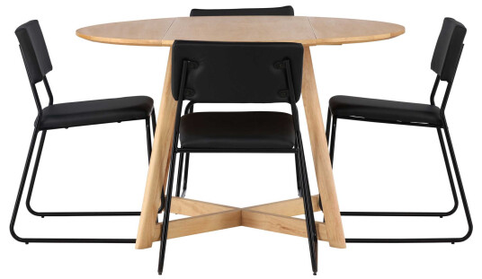 Venture Design Yadikon & Kenth spisegruppe Svart/brun 4 stoler & bord 120 cm
