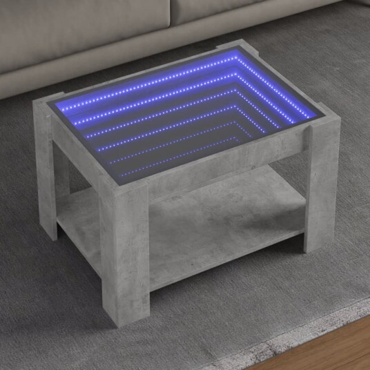  Salongbord med LED betonggrå 73x53x45 cm konstruert tre 847549