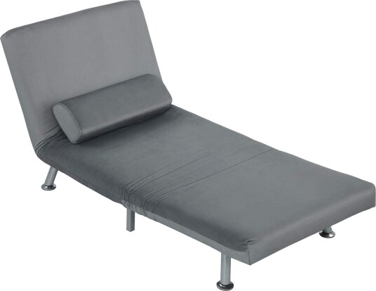 Sammenleggbar lenestol med sengefunksjon sammenleggbar hvilestol i fløyelslook justerbar ryggstøtte 75 x 70 x 75 cm grå