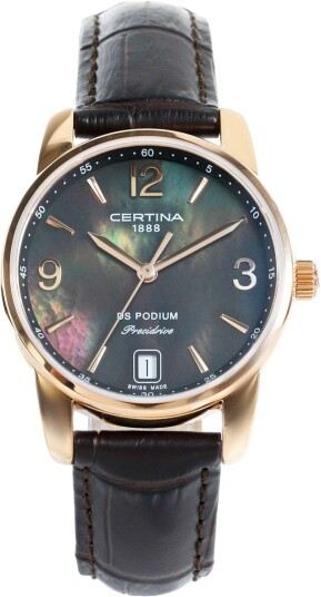 Certina Dameklokke C034.210.36.127.00 Ds Podium Sort/Lær Ø33 mm