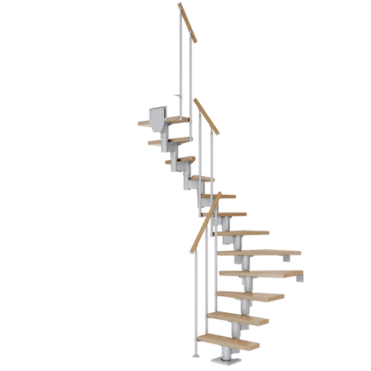 Dolle Dublin U-trapp Pearl Grey-classic Ii-lakkert Eik-71-14 - Loddret Høyde 277 337 Cm