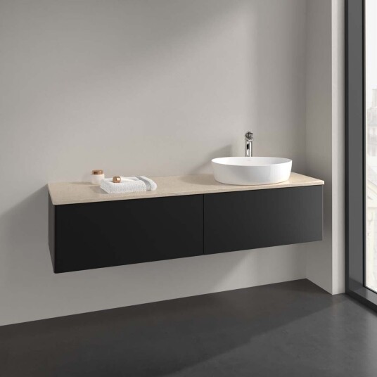 Villeroy & Boch Antao Servantskap med 2 skuffer 160x50x36 cm u/lys Sort Matt/Crème Villeroy & Boch Antao Servantskap med 2 skuffer 160x50x36 cm u/lys Sort Matt/Crème
