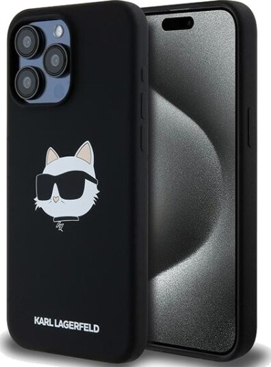 Karl Lagerfeld Choupette MagSafe Silikon Mobildeksel for iPhone 15 Pro Max - Svart