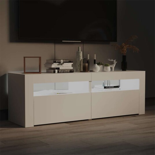 vidaXL TV-benk med LED-lys hvit 120x35x40 cm