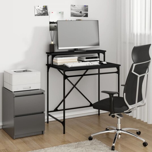 Skrivebord svart 80x50x90 cm konstruert tre og jern Skrivebord svart 80x50x90 cm konstruert tre og jern