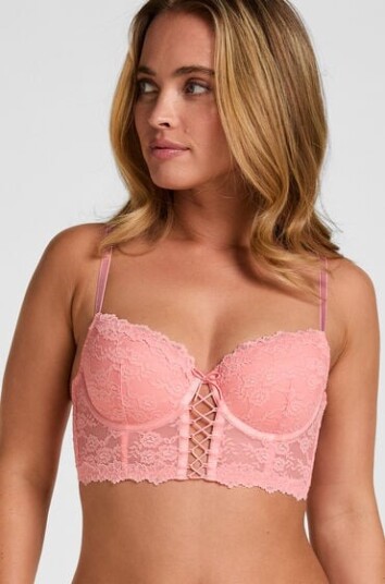 Hunkemöller Polstret BH Med Bøyle og Lang Linje Aveline Rosa