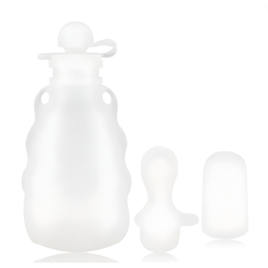 Snoggen Klemmepose I Silikon M/ Skje 180ml Transparent