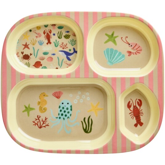 Rice Coral Ocean Print Melamine Kids 4 Room Tallerken
