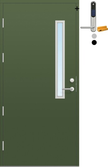 Ytterdør Bygg1 Fjell 12 Klarglass med Yale Entrus BxH: 80x210 cm, Høyre, NCS S-6020-G30Y, Grønn, Yale Sølv