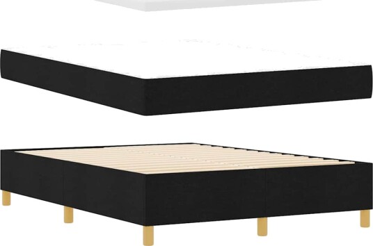 Box Spring Seng med Madrass Svart 140x200 cm Stoff