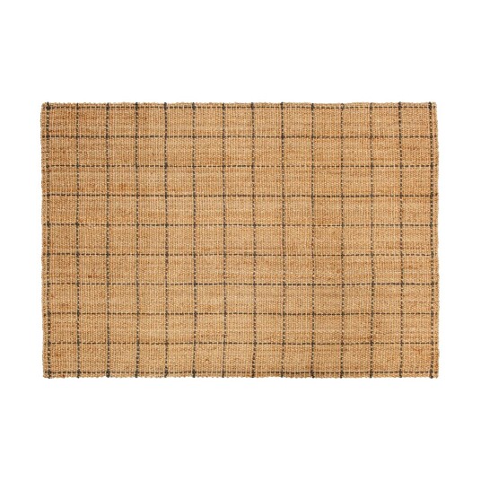 Dixie Freja juteteppe rutete 160 x 230 cm Natural-dark grey