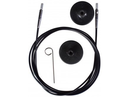 KnitPro Wire / Kabel til utskiftbare rundpinner 94 cm blir 120 cm inkl. pinner Svart