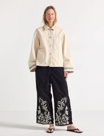 Lindex Trousers Nilla Embroidery Black XS Lindex Trousers Nilla Embroidery Black XS