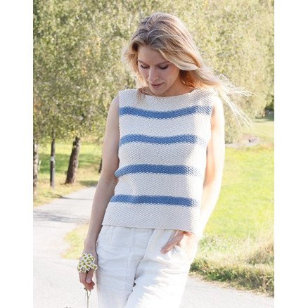 Sea Bird Top by DROPS Design Topp Strikkeoppskrift str S XXXL