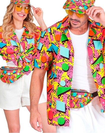80"s Funky Rosa Unisex Kostymeskjorte til Voksen