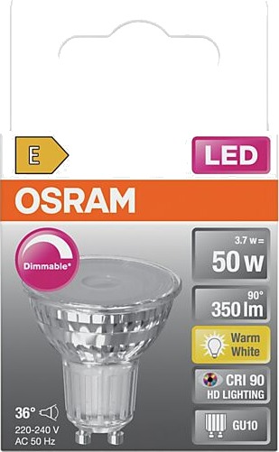 Osram led spot gu10 par16 50 350lm dimbar varmhvit