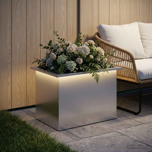 vidaXL Hageplantekasse med LED Sølv 40 x 60 x 40 cm Galvanisert stål