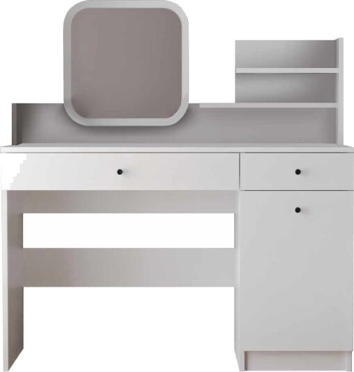 Fabrony sminkebord med speil 124 cm - Hvit