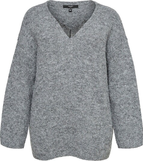 Vero Moda Curve Genser Vmcberry Lace Ls V Neck Pullover Cu Grå