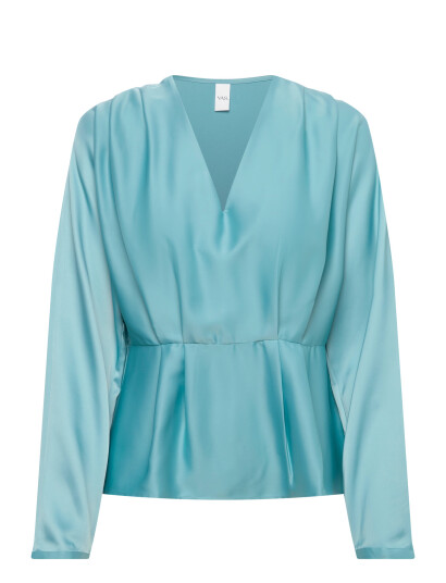 YAS Yaspella Ls V Neck Top S. D2D Blue 40