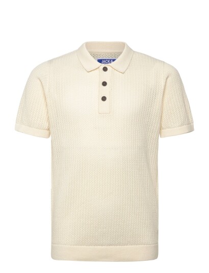 Jack & Jones Jjjess Knit Polo Ss Jnr Cream 140