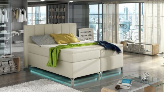 Box Spring Eltap Basilio med LED Soft 33 Beige 180x200 cm