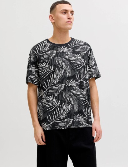 Jack & Jones Jjjeff Aop Tee Ss Crew Neck Black M
