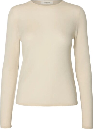 Selected Slwvendy Ls Knit Wool O Neck Noos   Cream   S