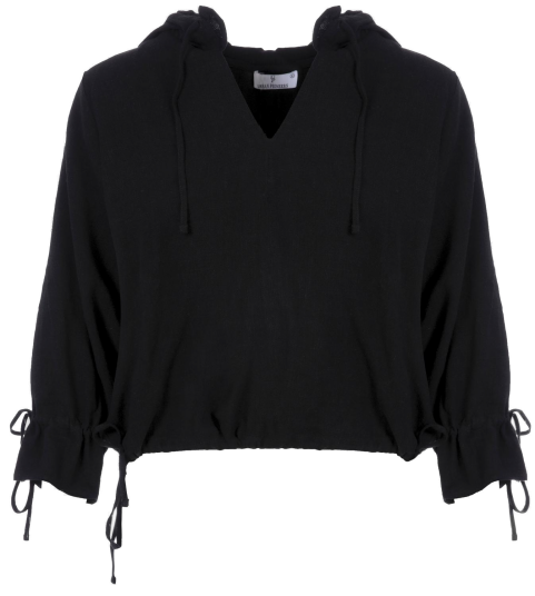 Nikki Top Black XS Linen slub hoodie