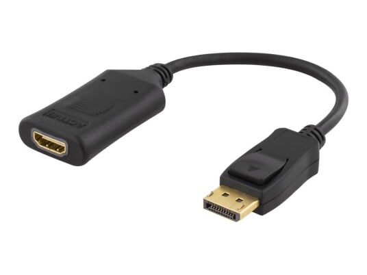 Deltaco DP-HDMI32 DisplayPort til HDMI Adapterkabel 10 cm 4K Støtte Svart