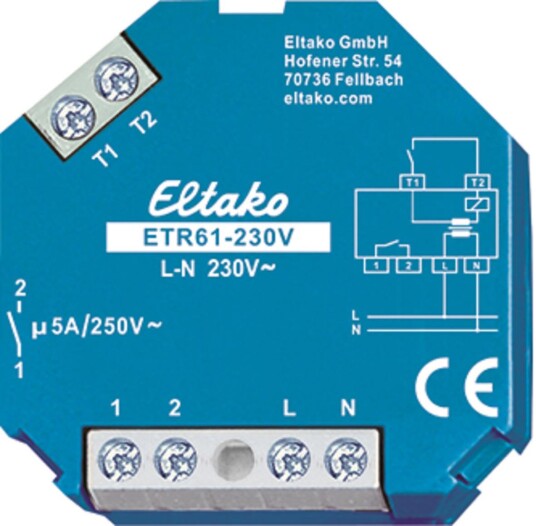 Eltako ETR61 230V Relé 5 A 250 V AC potensialfri Belysning