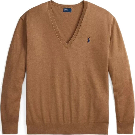 Polo Ralph Lauren Cotton V-Neck Sweater - Brown - XS