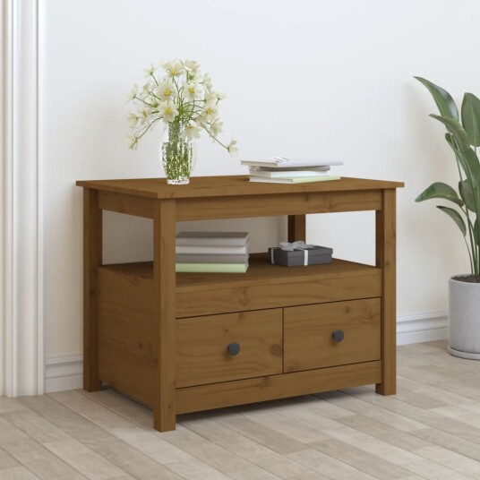 vidaXL Salongbord brun 71x49x55 cm heltre furu