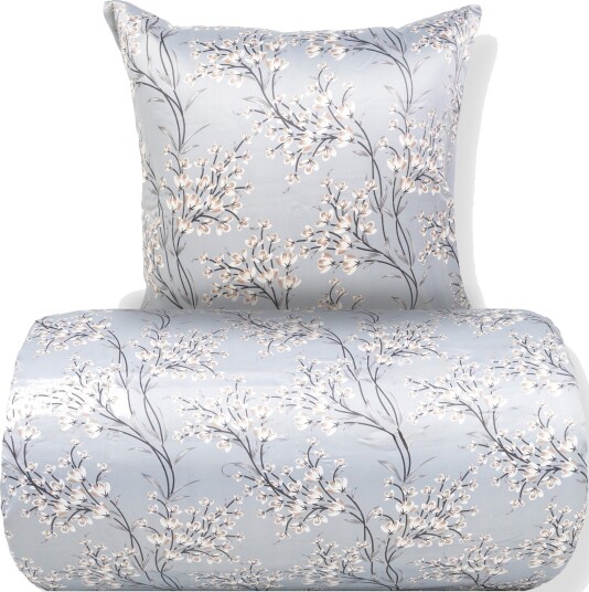In Style Sengetøy   Satin   Lyseblått vendbart blomstret design