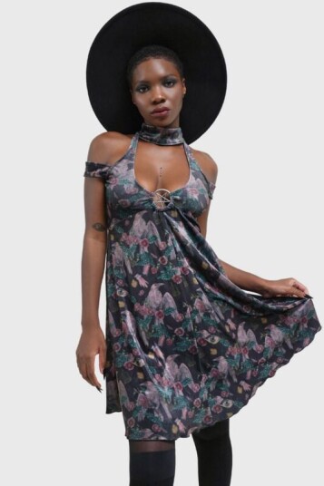 Killstar Goth Kort kjole Corax Dress XS til XXL Damer flerfarget