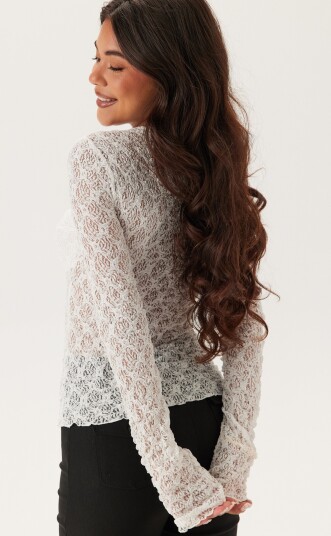 Bubbleroom V-Neck Lace Top White XS x 54