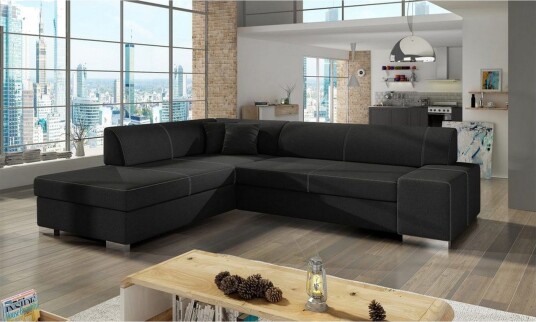 Seksjonssofa Eltap Porto 278x217x74 cm Sawana 14 Svart Venstre Seksjonssofa Eltap Porto 278x217x74 cm Sawana 14 Svart Venstre