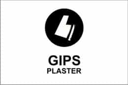 KILDESORTERING " GIPS" ENGELSK TEKST 30X20 1MM PVC