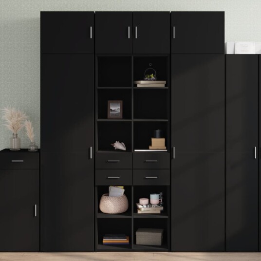  Highboard svart 70x42,5x185 cm konstruert tre 8721102655524