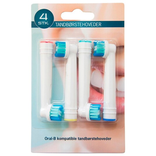 Utskiftbare tannbørstehoder kompatibel med Oral B 4pk