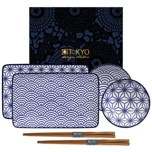 Tokyo Design Studio Nippon Blue Sushi Sett 6 Deler Wave/Star Tokyo Design Studio Nippon Blue Sushi Sett 6 Deler Wave/Star