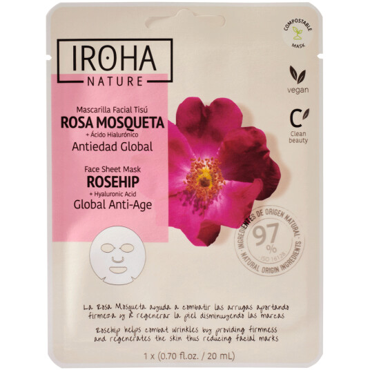 Iroha Nature Anti-Age Rosehip Face Sheet Mask Iroha Nature Anti-Age Rosehip Face Sheet Mask