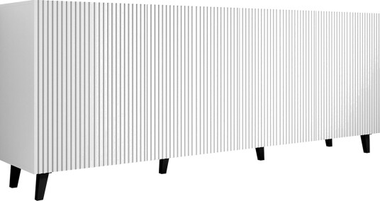 Juniskär Skjenk med oppbevaring 40x82x200 cm - Hvit / Svart / Tre / Ribbet Juniskär Skjenk med oppbevaring 40x82x200 cm - Hvit / Svart / Tre / Ribbet
