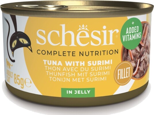 Schesir Våtfôr Complete Nutrition Filet I Gelé Tunfisk Med Surimi 24 X 85 G