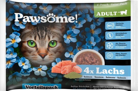 Pawsome Våtfôr Adult Cat Laks 4 X 85 G