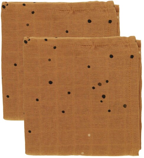 Done by Deer 2-pakke Muslinkluter Dreamy Dots Mustard
