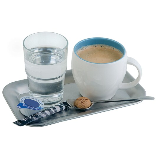 APS Serveringsbrett Kaffeehaus kantet; 21.1x12.6x1 cm LxBxH; Sølvfarge; Rektangulær